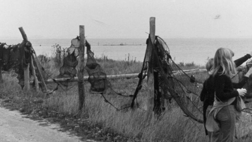 Fiskenettene hang tæt ved stejlepladsen på Tårup Strand